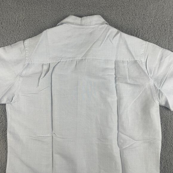 Centro Men's Large White Blue Striped Pattern Short Sleeve Button Up Shirt - Picture 13 of 16